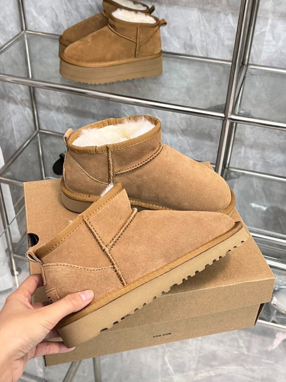 UGG Chestnut Mini Ankle Boots with Cozy Lining – Brand New